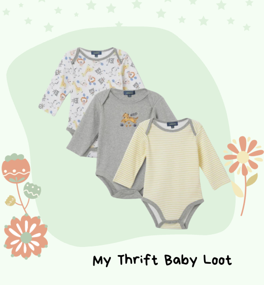 Like New Juniors printed full sleeves rompers set of 5 (0-3 months)